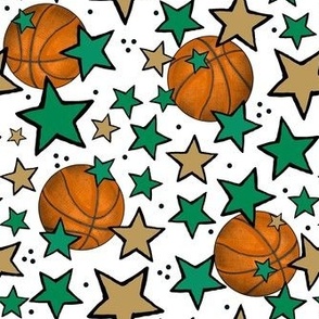 Medium Scale Team Spirit Basketball with Stars in Boston Celtics Colors Green and Gold