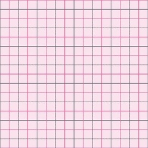 Tattersall Plaid - bright pink and dark grey on cherry blossom - tiny scale