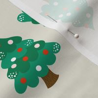 Scalloped Christmas Trees on Cream