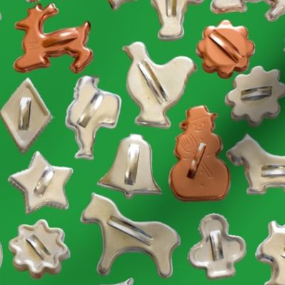 Metal Cookie Cutters on Bright Green