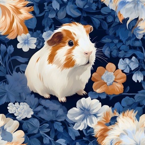 Guinea Pig in Blue Blossom Bliss