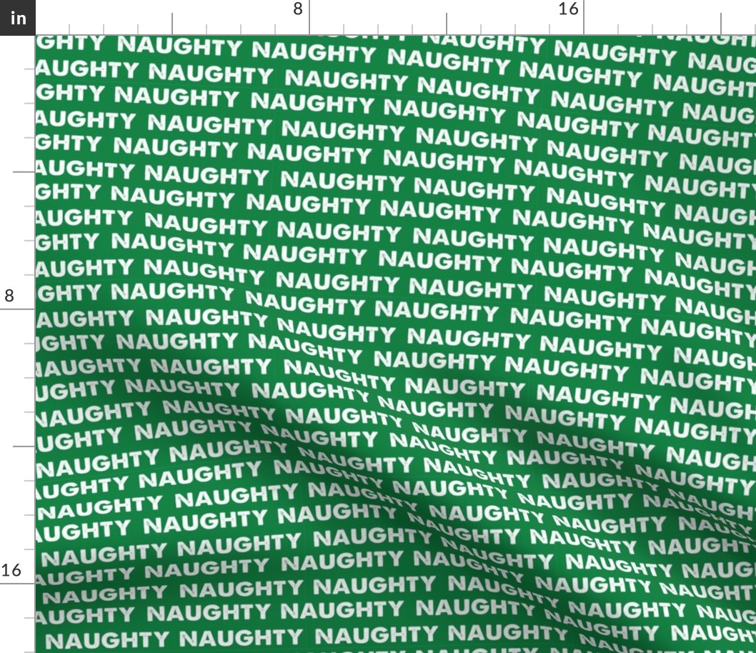 Christmas Fabric Naughty Pattern Green, Christmas Pattern, Holiday Fabric