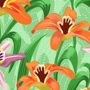 Surreal Hand Lilies wallpaper scale.