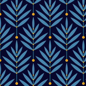 Retro Leaf Pattern Fabric, Wallpaper and Home Decor