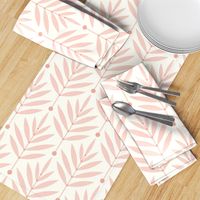 Retro Leaves // big scale 0038 E // Art Deco and Art Nouveau Inspired Symmetrical Aesthetic Surface Pattern from the '70s and '80s leaf dot dots accent contrast  rode pink lightpink pink-pink babypink orange-pink cream harmony silent