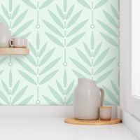 Retro Leaves // big scale 0038 F // Art Deco and Art Nouveau Inspired Symmetrical Aesthetic Surface Pattern from the '70s and '80s leaf dot dots accent contrast  green green-green celadon lightgreen light-green  light green 