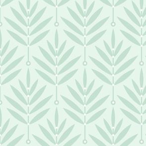 Retro Leaves // big scale 0038 F // Art Deco and Art Nouveau Inspired Symmetrical Aesthetic Surface Pattern from the '70s and '80s leaf dot dots accent contrast  green green-green celadon lightgreen light-green  light green 