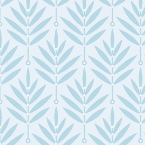 Retro Leaves // big scale 0038 G // Art Deco and Art Nouveau Inspired Symmetrical Aesthetic Surface Pattern from the '70s and '80s leaf dot dots accent contrast  blue blue-blue babyblue light bluelight-bluelightblue skyblue 