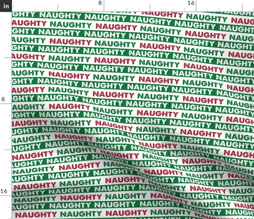 Christmas Fabric Naughty Pattern Red and Green Striped, Christmas Pattern, Holiday Fabric