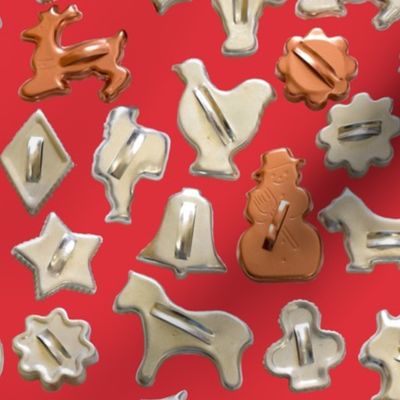 Metal Cookie Cutters on Bright Red