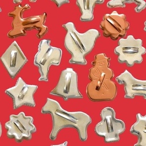 Metal Cookie Cutters on Bright Red