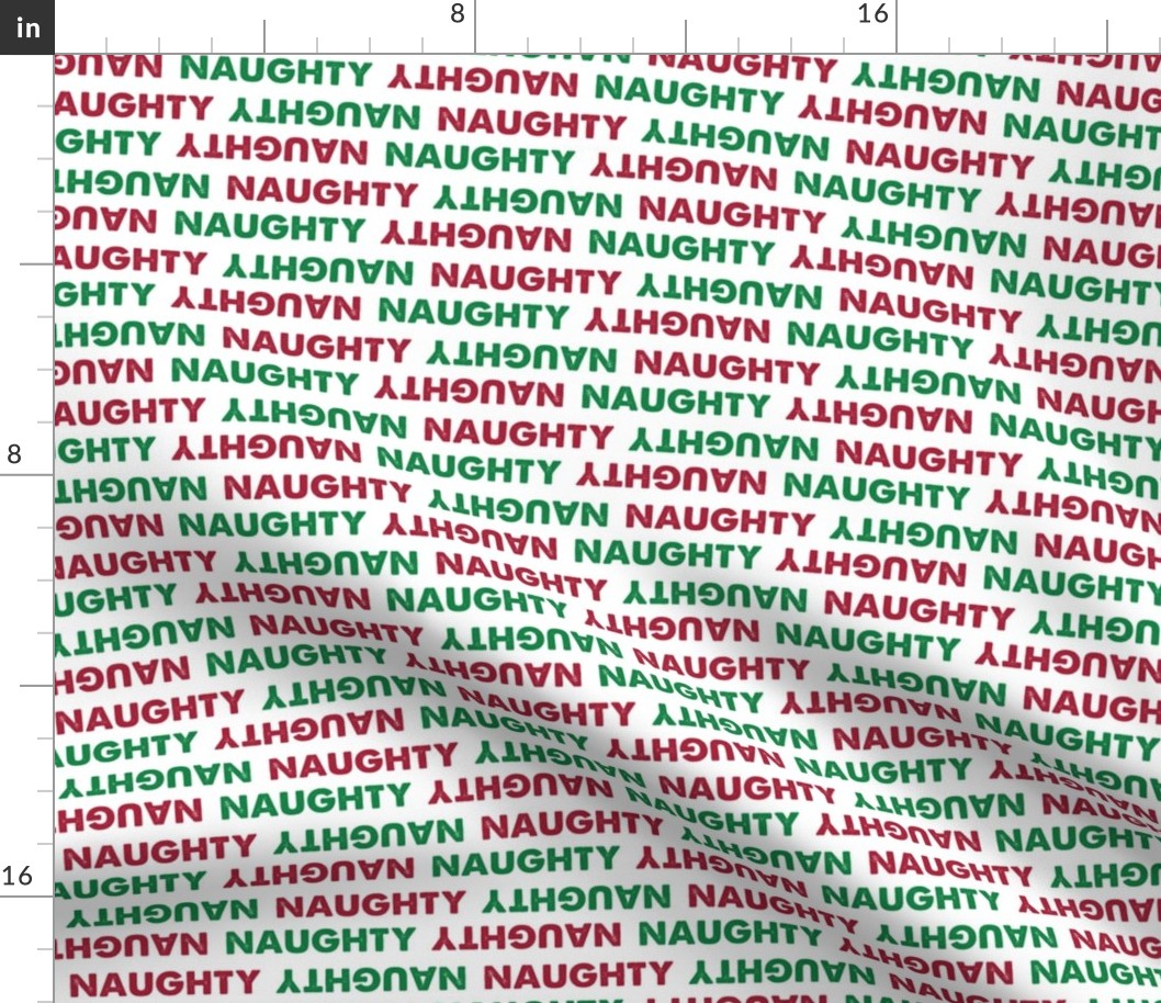 Christmas Fabric Naughty Red and Green, Christmas Pattern, Holiday Fabric