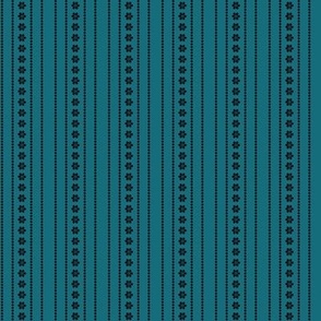Retro dot floral mixer stripe teal and black