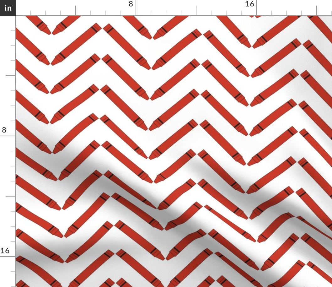 Red Crayon Semi Close Chevron- Large Print