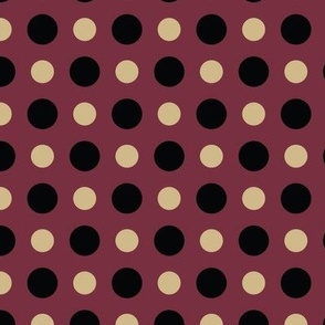 XS ✹ Black and Gold Geometric Polka Dots on a Burgundy or Maroon Background