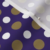 (XS) Gold and White Geometric Polka Dots on a Purple Background