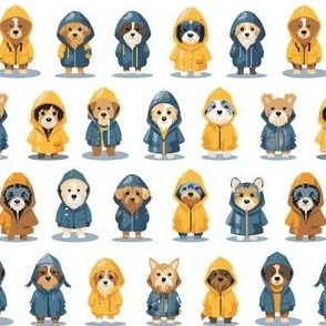all the dogs in raincoats - small scale