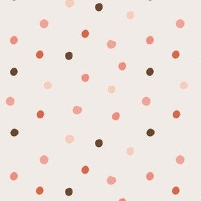 Cute Valentines Day polka dots in pink, peach and brown on creamy white