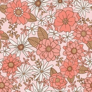 Boho Valentine floral in pink and tan