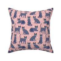 Russian Blue Cats with Paw Prints Pink