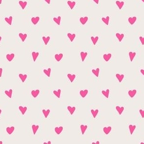 Cute hot pink Valentines hearts in hot pink on white