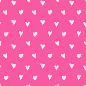Cute Valentine hearts in white on hot pink