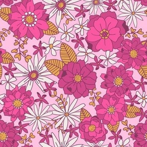 Valentines Day floral in purple crush - purple and pink flowers on pink