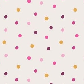 Cute, simple Valentines polka dots in pink, purple, yellow on white