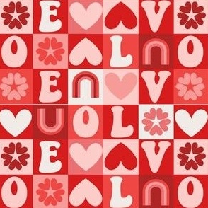 Love Day Checkerboard Checks for Valentines Day in red