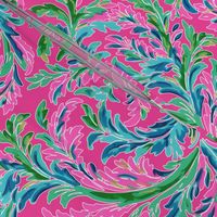 Acanthus Aloha –on Raspberry Pink Wallpaper - New