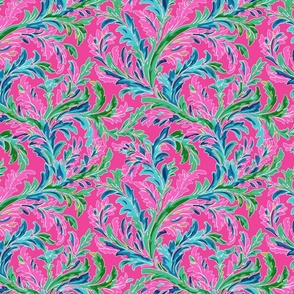 Acanthus Aloha –on Raspberry Pink Wallpaper - New