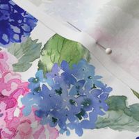 Spring Hydrangea Watercolor (Small 6" Repeat) 
