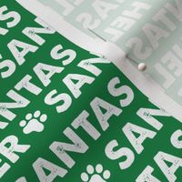 Christmas Fabric Santas Helper Dog Christmas Bandana Cute Green and White, Holiday Fabric