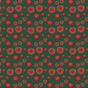 Red and Green Christmas Floral Pattern