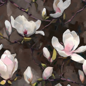 Magnolia Sonata – Impressionistic Taupe Wallpaper – New 