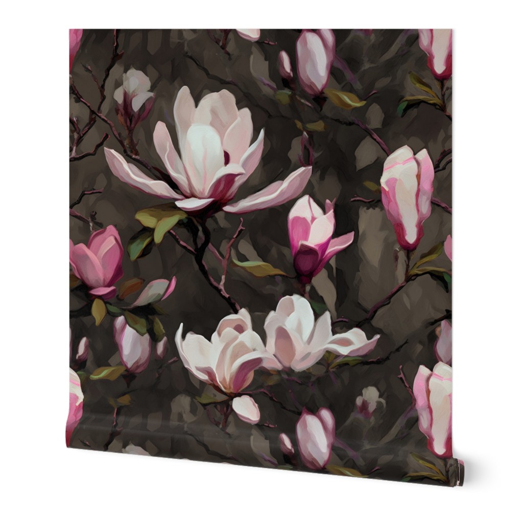 Magnificent Pink Magnolias - on Gray - Abstract - New