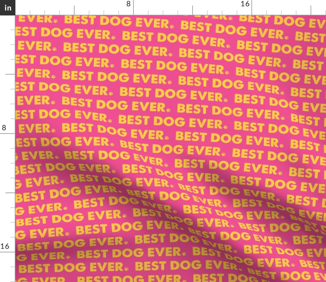 Best Dog Ever Dog Fabric Pink Orange, Dog Bandana Fabric