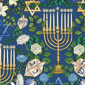 Hanukkah, the Festival of Lights (Blue large scale) 