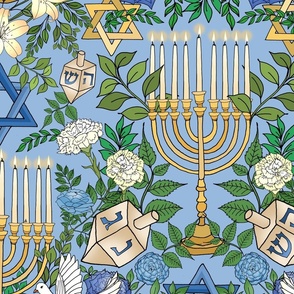 Hanukkah, the Festival of Lights (Light Blue large scale)