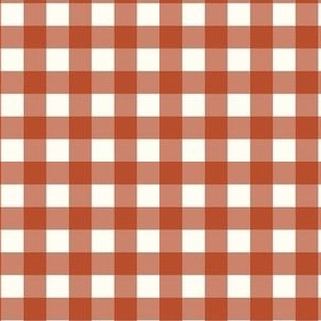 Small Scale Gingham Checker Happy Holidays Coordinate in Rust