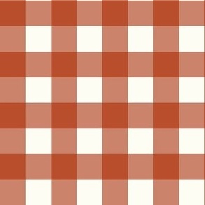 Medium Scale Gingham Checker Happy Holidays Coordinate in Rust