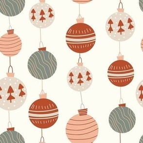 Medium Scale Holiday Ornaments on Ivory