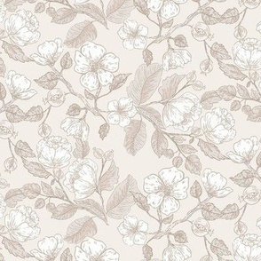 fine line florals and pomegranates - french grey