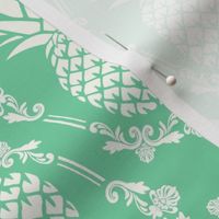 Large Scale Pineapple Fruit Damask Ivory on Jade