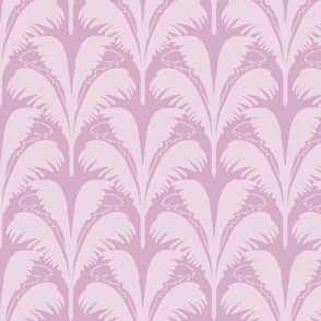 M art deco palm  scallop fans in pink purple