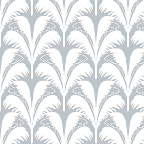 Modern art deco palms in scallop fan design in grey and white