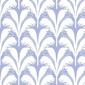 Modern art deco palms in scallop fan design in blue and white