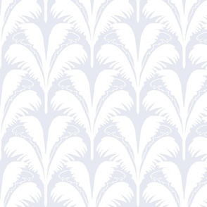 Modern art deco palms in scallop fan design in pale blue and white