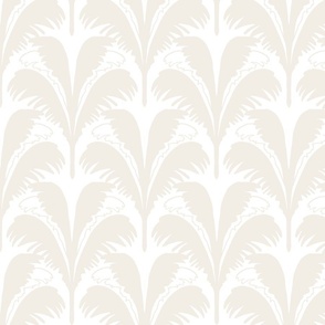 Modern art deco palms in scallop fan design in bone and white