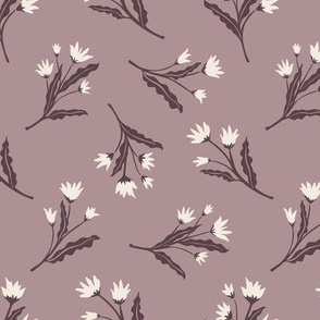 Tossed Flowers | Plum Purple | Casual Cottage Floral